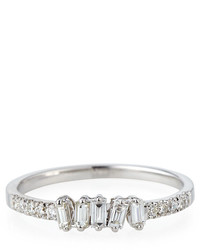 Suzanne Kalan Tilted Baguette Diamond Ring In 18k White Gold Size 65