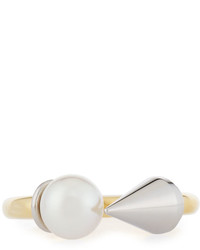 Majorica Two Tone White Pearl Spike Ring 8mm