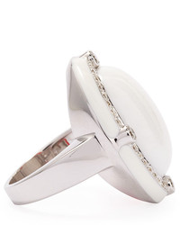 Ivanka Trump White Agate Quartzite Cabochon Cocktail Ring With Diamonds