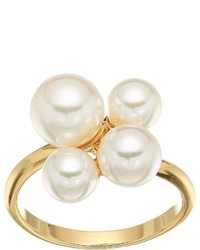 Majorica White Round Pearl Cluster Gold Plated Ring