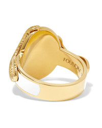 Foundrae Wholeness 18 Karat Gold Diamond And Enamel Ring
