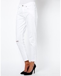 French Connection Venice Boyfriend Jeans With Rips White