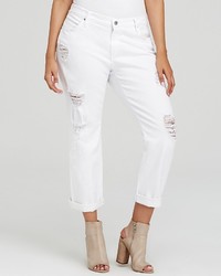 James Jeans Plus Distressed Boyfriend Jeans In Destroyed White