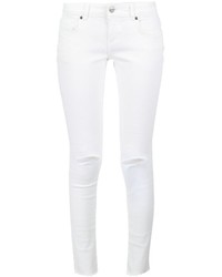 White Ripped Cotton Skinny Jeans