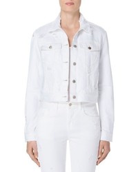 white ripped jean jacket