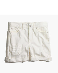 Madewell Campground Shorts Rip And Repair Edition In Pure White