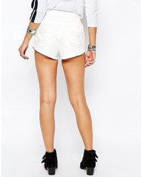 Asos Collection Denim Ripped Short In White