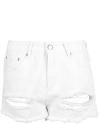 Boohoo Jane Mid Rise Denim Shorts With Letter Box Rips