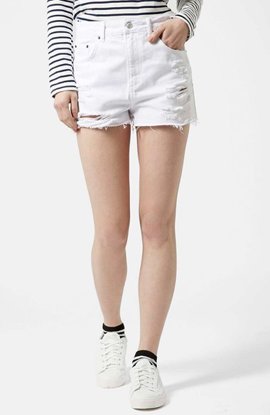 white ripped jeans shorts