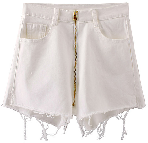 ChicNova White Cats Whisker Ripped Denim Shorts, $35 | ChicNova | Lookastic