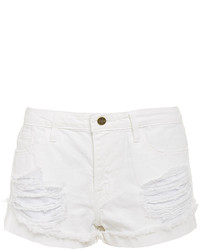 Frame Denim White Le Grand Garcon Destroyed Shorts