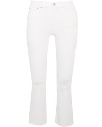Madewell Cali Cropped Distressed High Rise Flared Jeans White