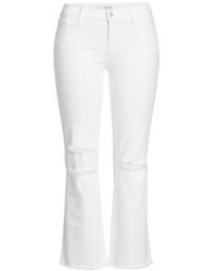 J Brand Cropped Flare Jeans With Distressed Detail