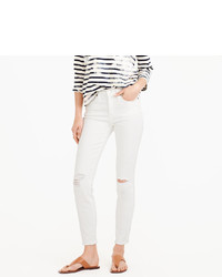 J.Crew 9 Destroyed High Rise Toothpick Crop Jean In White