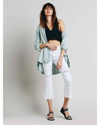 Citizens Of Humanity For Free People Ripped White Crop Flare