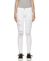 Frame Denim White Le Color Ripped Jeans