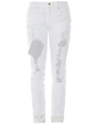 Off-White Distressed Slim Leg Jeans