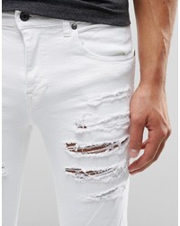 Dr. Denim Dr Denim Snap Skinny Jeans White Ripped Knee And Thigh