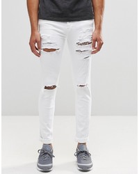 Dr. Denim Dr Denim Snap Skinny Jeans White Ripped Knee And Thigh
