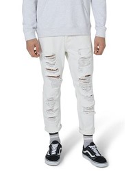 Topman Extreme Ripped Tapered Fit Jeans