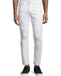 True Religion Geno Distressed Moto Jeans Optic White