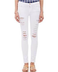 Frame Denim Le Skinny De Jeanne Ripped Jeans White