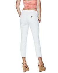 GUESS Mid Rise Crop Jeans In White Wash