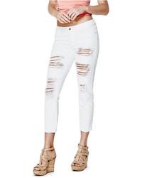 GUESS Mid Rise Crop Jeans In White Wash