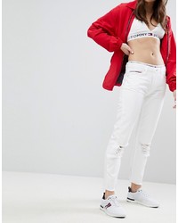 Tommy Jeans Mid Rise Straight Leg Jeans With Rips