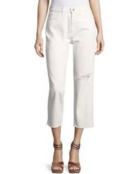 MiH Jeans Mih Jeanne Ripped Cropped Pants White