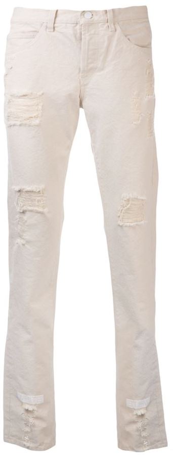 off white distressed jeans