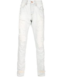 Off-White Distressed Straight Leg Jeans