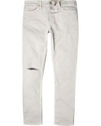 River Island Off White Ripped Sid Skinny Stretch Jeans