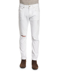 7 For All Mankind Paxtyn Destroyed Slim Fit Denim Jeans White