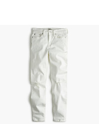 J.Crew Petite 9 Destroyed High Rise Toothpick Crop Jean In White