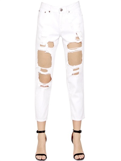 white ripped denim jeans