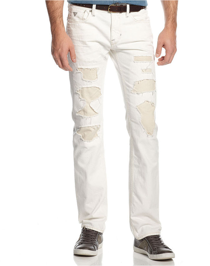 guess white ripped jeans