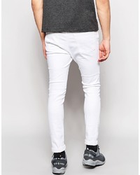 Pull&Bear Super Skinny Jeans In White With Rips