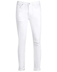 Topman White Ripped Stretch Skinny Jeans