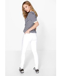 Boohoo Verity High Rise Jeans With Knee And Thigh Rips
