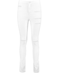 Boohoo Verity High Rise Jeans With Knee And Thigh Rips