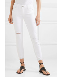 J Brand 835 Cropped Distressed Mid Rise Skinny Jeans