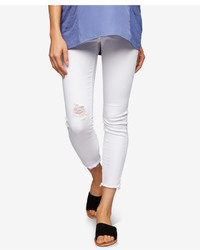 A Pea in the Pod Articles Of Society Maternity White Wash Cropped Ripped Skinny Jeans