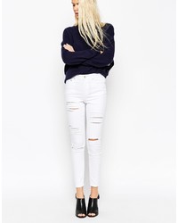 Asos Ridley Jeans Asos Ridley Ankle Grazer In White With Extreme Rips