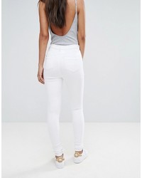 Asos Tall Asos Tall Ridley High Waist Skinny Jeans In Optic White With Shredded Rips