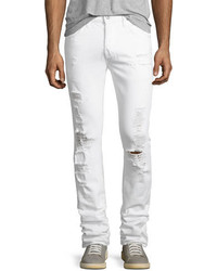 Hudson Axel Distressed Slouchy Skinny Jeans White