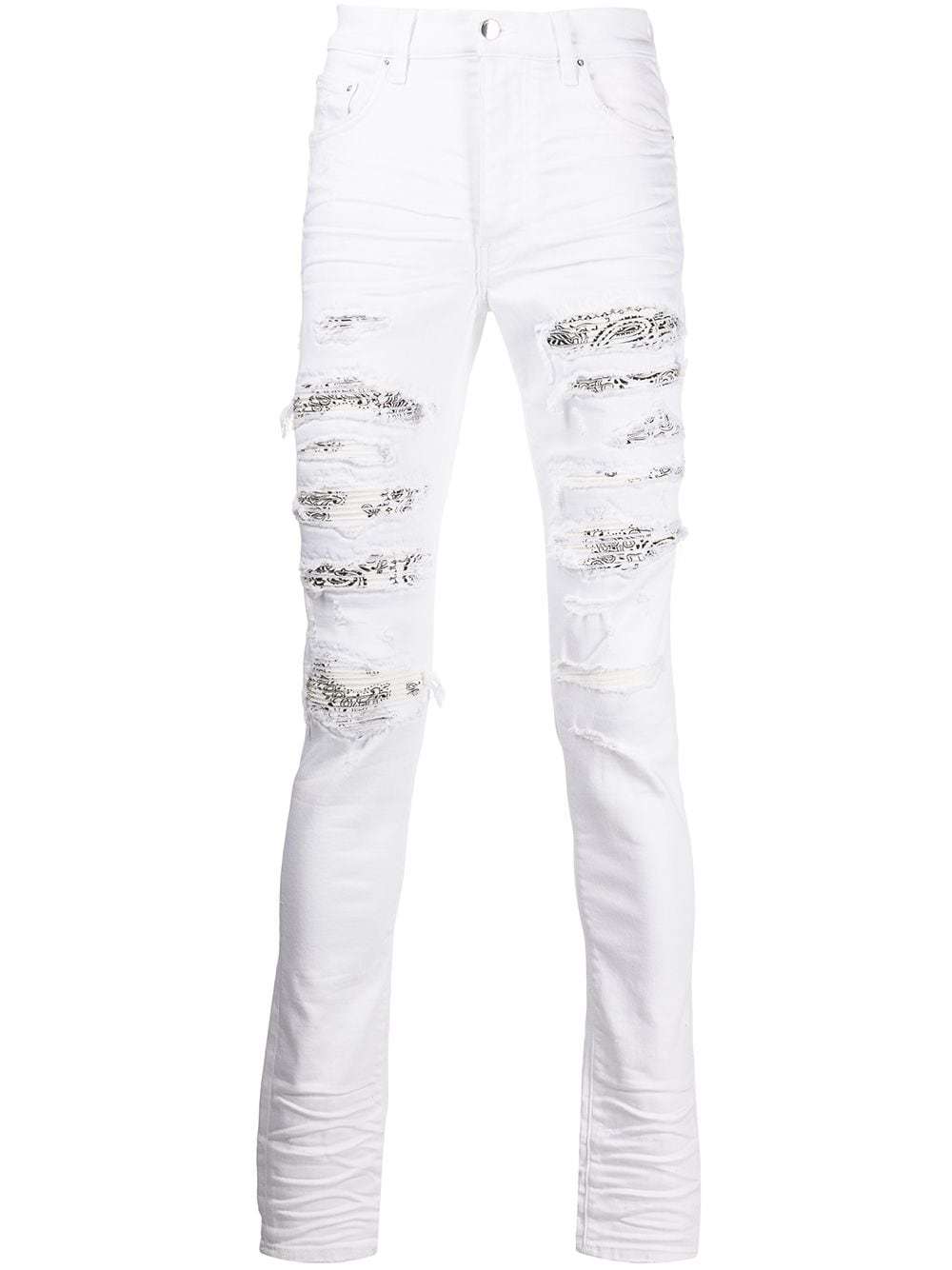 Amiri Bandana Detail Distressed Effect Jeans, $1,355 | farfetch.com ...