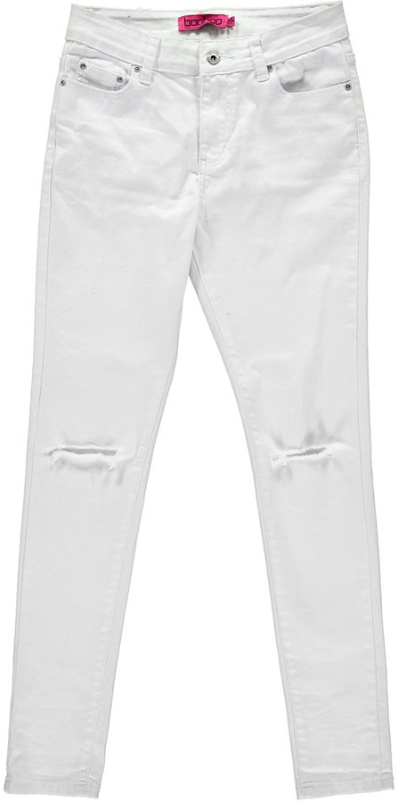 Boohoo Beth Ripped Knee Skinny Denim Jeans, $46 | BooHoo | Lookastic.com