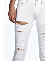 Boohoo Leah Ripped Low Rise Skinny Jeans