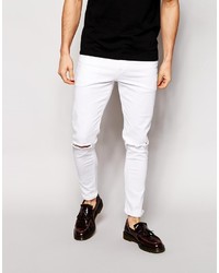 Asos Brand Super Skinny Jeans With Knee Rips